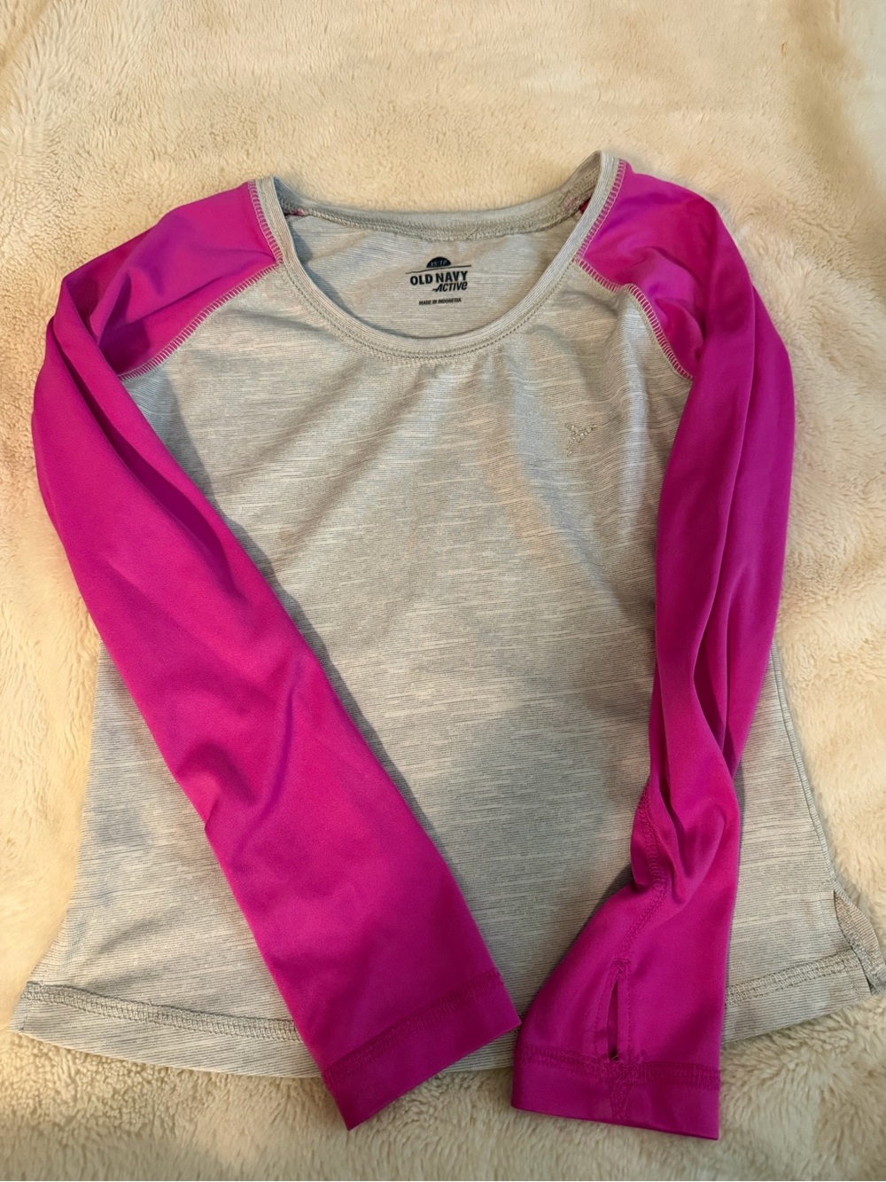 Old Navy Gray Top with Magenta Long Sleeves